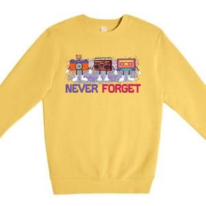 Never Forget Tape Cassette Floppy Disk Premium Crewneck Sweatshirt