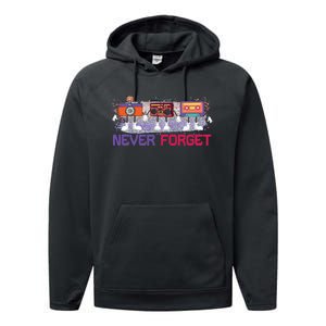 Never Forget Tape Cassette Floppy Disk Performance Fleece Hoodie