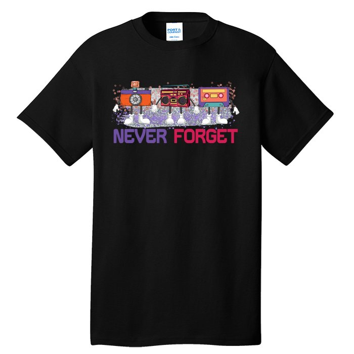 Never Forget Tape Cassette Floppy Disk Tall T-Shirt