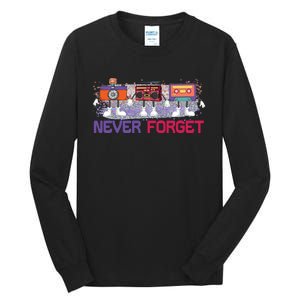 Never Forget Tape Cassette Floppy Disk Tall Long Sleeve T-Shirt