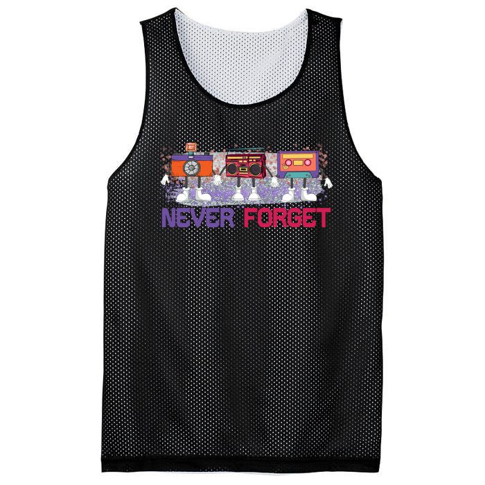 Never Forget Tape Cassette Floppy Disk Mesh Reversible Basketball Jersey Tank