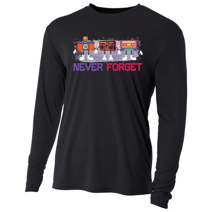 Never Forget Tape Cassette Floppy Disk Cooling Performance Long Sleeve Crew