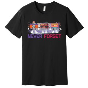 Never Forget Tape Cassette Floppy Disk Premium T-Shirt