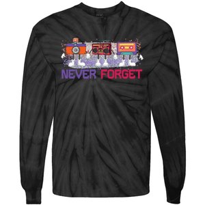 Never Forget Tape Cassette Floppy Disk Tie-Dye Long Sleeve Shirt