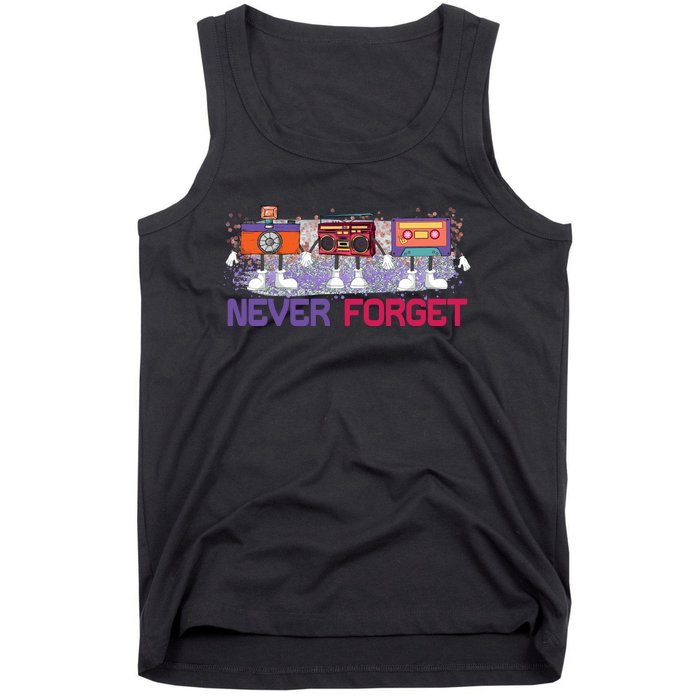 Never Forget Tape Cassette Floppy Disk Tank Top