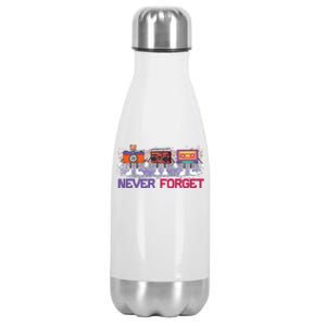 Never Forget Tape Cassette Floppy Disk Stainless Steel Insulated Water Bottle