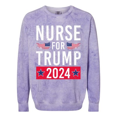 Nurses For Trump 2024 Reelection Trump Republican Usa Flag Colorblast Crewneck Sweatshirt