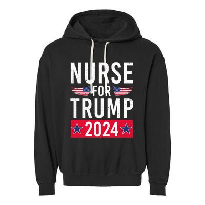 Nurses For Trump 2024 Reelection Trump Republican Usa Flag Garment-Dyed Fleece Hoodie