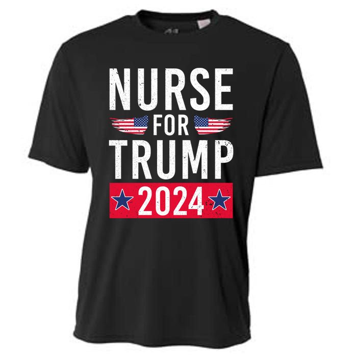 Nurses For Trump 2024 Reelection Trump Republican Usa Flag Cooling Performance Crew T-Shirt