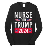 Nurses For Trump 2024 Reelection Trump Republican Usa Flag Long Sleeve Shirt