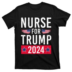 Nurses For Trump 2024 Reelection Trump Republican Usa Flag T-Shirt