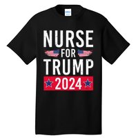 Nurses For Trump 2024 Reelection Trump Republican Usa Flag Tall T-Shirt