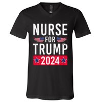 Nurses For Trump 2024 Reelection Trump Republican Usa Flag V-Neck T-Shirt