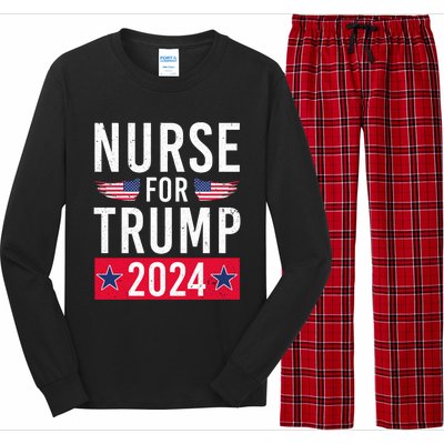 Nurses For Trump 2024 Reelection Trump Republican Usa Flag Long Sleeve Pajama Set