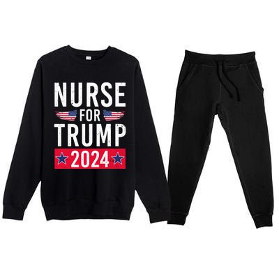 Nurses For Trump 2024 Reelection Trump Republican Usa Flag Premium Crewneck Sweatsuit Set