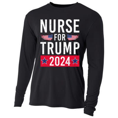 Nurses For Trump 2024 Reelection Trump Republican Usa Flag Cooling Performance Long Sleeve Crew