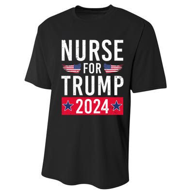 Nurses For Trump 2024 Reelection Trump Republican Usa Flag Performance Sprint T-Shirt