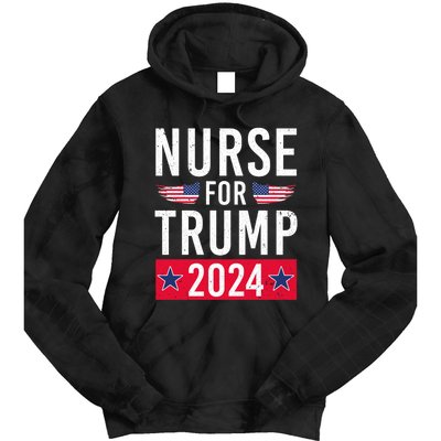 Nurses For Trump 2024 Reelection Trump Republican Usa Flag Tie Dye Hoodie