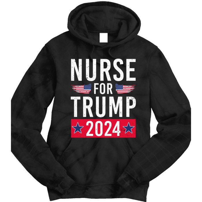 Nurses For Trump 2024 Reelection Trump Republican Usa Flag Tie Dye Hoodie