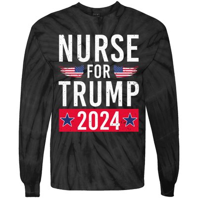 Nurses For Trump 2024 Reelection Trump Republican Usa Flag Tie-Dye Long Sleeve Shirt