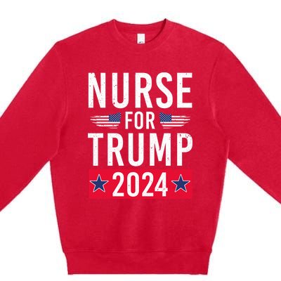 Nurses For Trump 2024 Reelection Trump Republican Usa Flag Premium Crewneck Sweatshirt