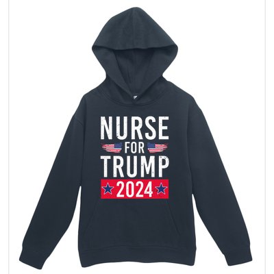 Nurses For Trump 2024 Reelection Trump Republican Usa Flag Urban Pullover Hoodie