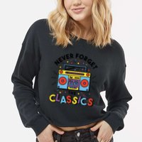 Never Forget The Classics Retro Cropped Pullover Crew