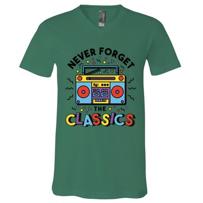 Never Forget The Classics Retro V-Neck T-Shirt