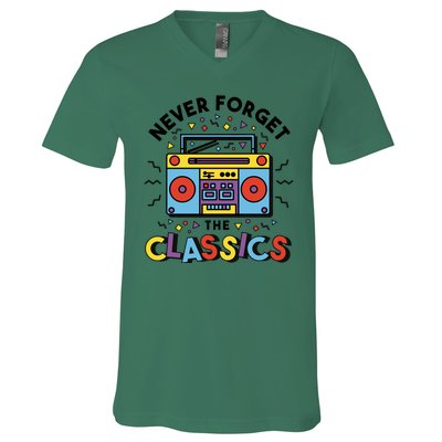 Never Forget The Classics Retro V-Neck T-Shirt