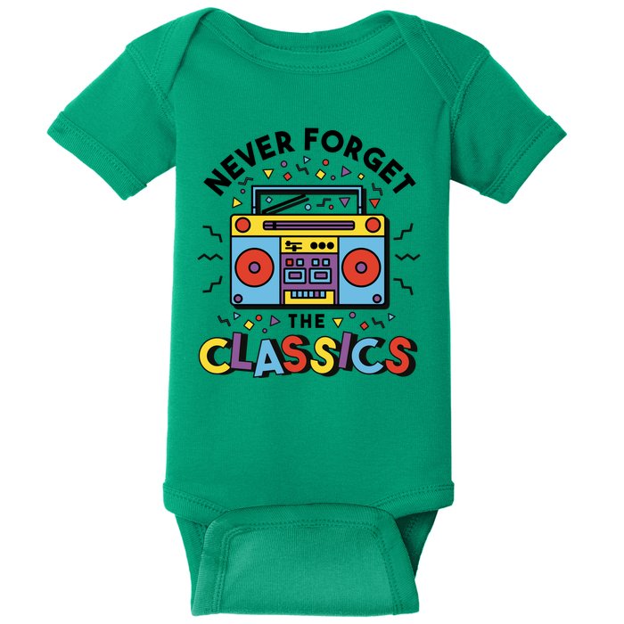 Never Forget The Classics Retro Baby Bodysuit