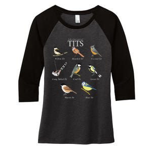 Nerd Funny Tit Birds Birdwatcher Collection Of Titten Bird Women's Tri-Blend 3/4-Sleeve Raglan Shirt