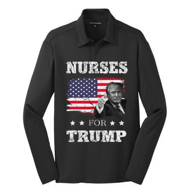 Nurses For Trump 2024 Support Election Silk Touch Performance Long Sleeve Polo