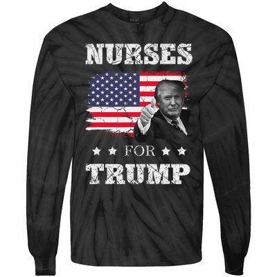 Nurses For Trump 2024 Support Election Tie-Dye Long Sleeve Shirt