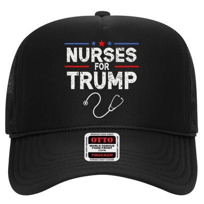 Nurses For Trump 2024 High Crown Mesh Back Trucker Hat