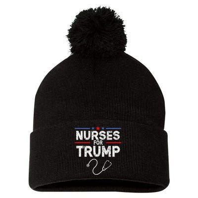 Nurses For Trump 2024 Pom Pom 12in Knit Beanie