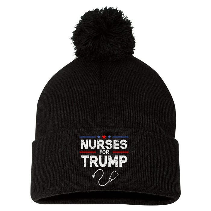 Nurses For Trump 2024 Pom Pom 12in Knit Beanie