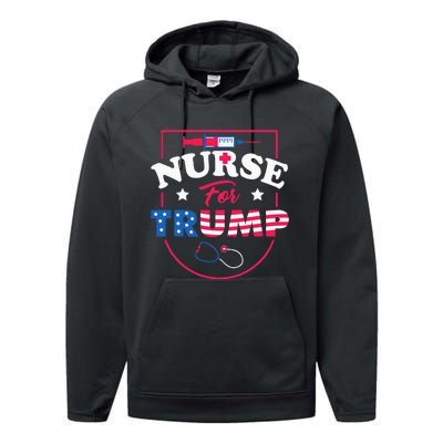 Nurse For Trump Conservative Republican Nurses Support Performance Fleece Hoodie