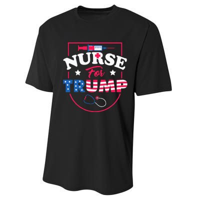 Nurse For Trump Conservative Republican Nurses Support Performance Sprint T-Shirt