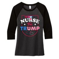 Nurse For Trump Conservative Republican Nurses Support Women's Tri-Blend 3/4-Sleeve Raglan Shirt