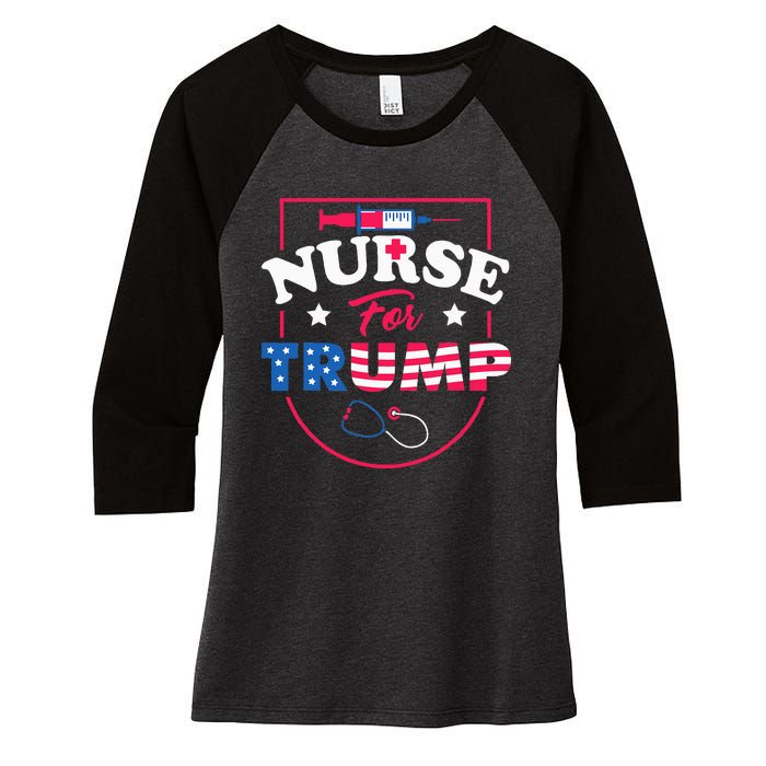 Nurse For Trump Conservative Republican Nurses Support Women's Tri-Blend 3/4-Sleeve Raglan Shirt