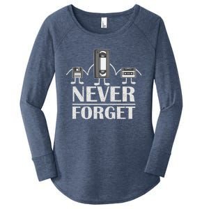 Never Forget Tee Funny Videocassette Floppy Disk Vhs Funny Gift Women's Perfect Tri Tunic Long Sleeve Shirt