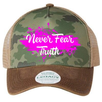 Never Fear Truth Inspirational Motivational Magenta Splash Legacy Tie Dye Trucker Hat