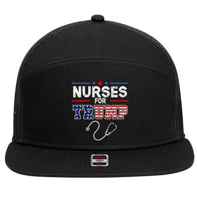 Nurses For Trump 2024 Support Donald Trump America Flag 7 Panel Mesh Trucker Snapback Hat