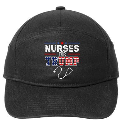 Nurses For Trump 2024 Support Donald Trump America Flag 7-Panel Snapback Hat