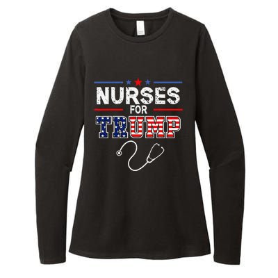 Nurses For Trump 2024 Support Donald Trump America Flag Womens CVC Long Sleeve Shirt