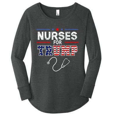 Nurses For Trump 2024 Support Donald Trump America Flag Women's Perfect Tri Tunic Long Sleeve Shirt