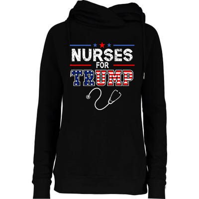 Nurses For Trump 2024 Support Donald Trump America Flag Womens Funnel Neck Pullover Hood