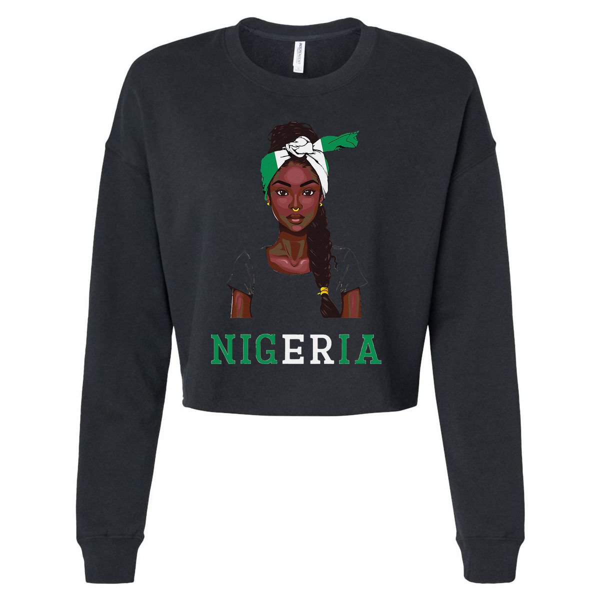 Nigerian Flag Uniform Souvenirs Products Woman Nigeria Cropped Pullover Crew