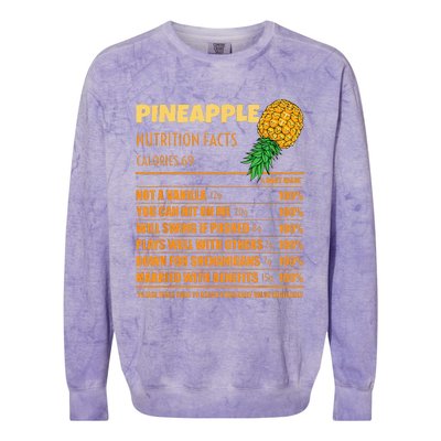 Nutrition Facts Upside Down Pineapple Swinger Men Women Colorblast Crewneck Sweatshirt