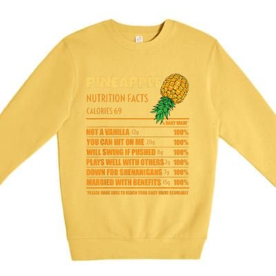 Nutrition Facts Upside Down Pineapple Swinger Men Women Premium Crewneck Sweatshirt